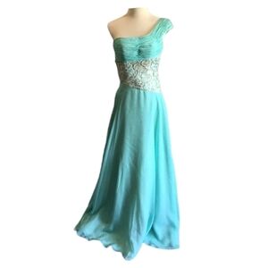 NWT Ritzee Originals Mint Green One Shoulder Formal Pageant Gown